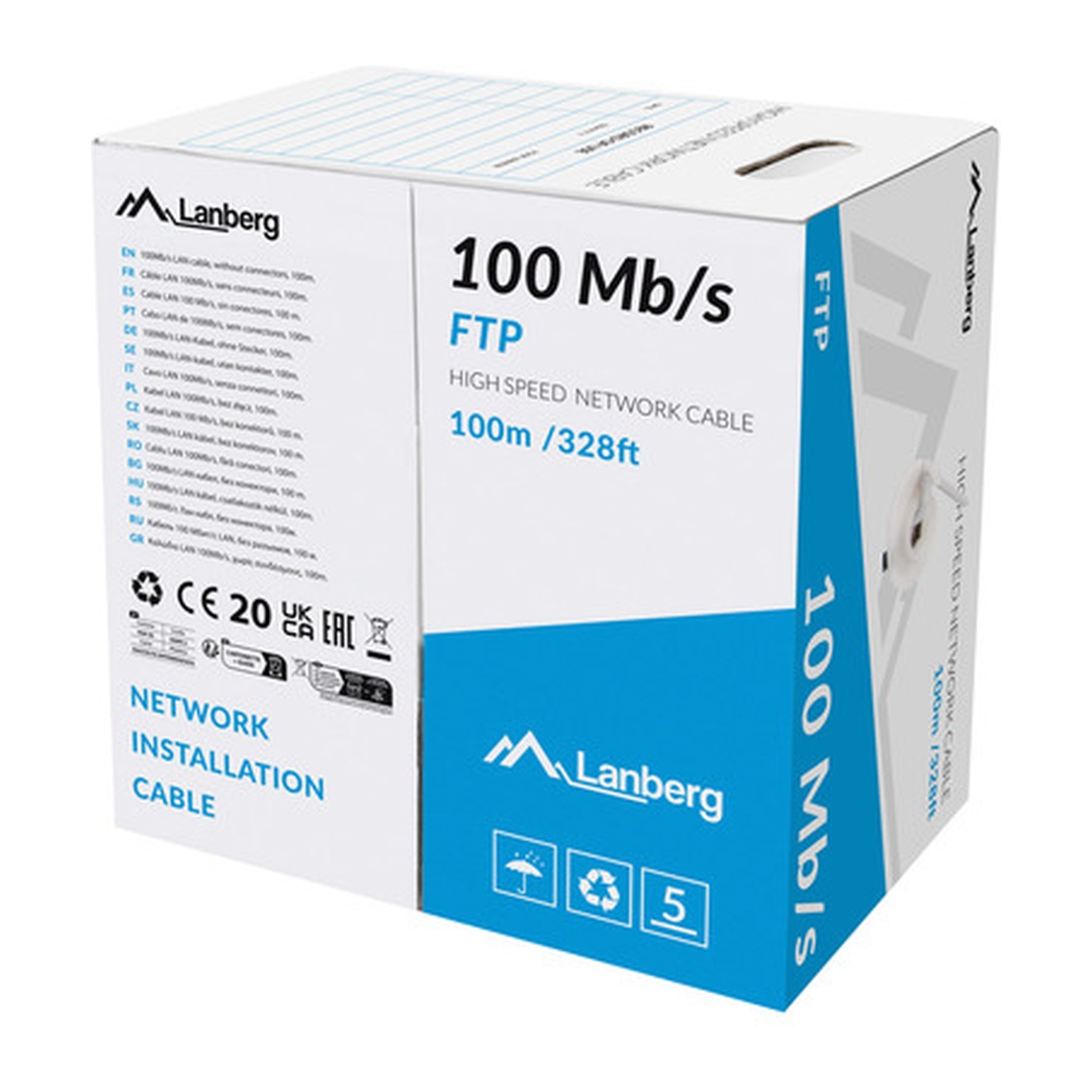 LAN FTP KABEL 100MB/S 100M DRÁT CCA ŠEDÝ LANBERG