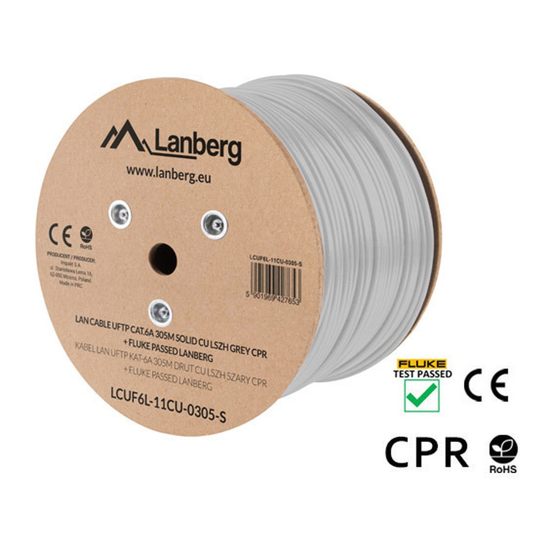 LAN KABEL CAT.7 SFTP 305M PEVNÝ CU LSZH ŠEDÝ CPR +