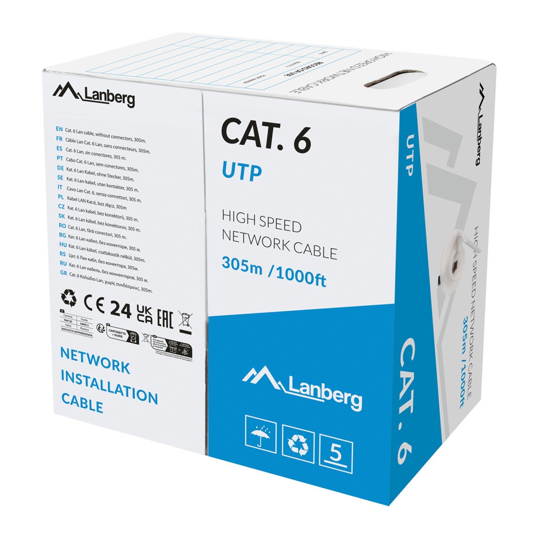 LAN UTP CAT.6 305M DRÁT CCA ŠEDÝ FLUKE PŘEDÁN LANB