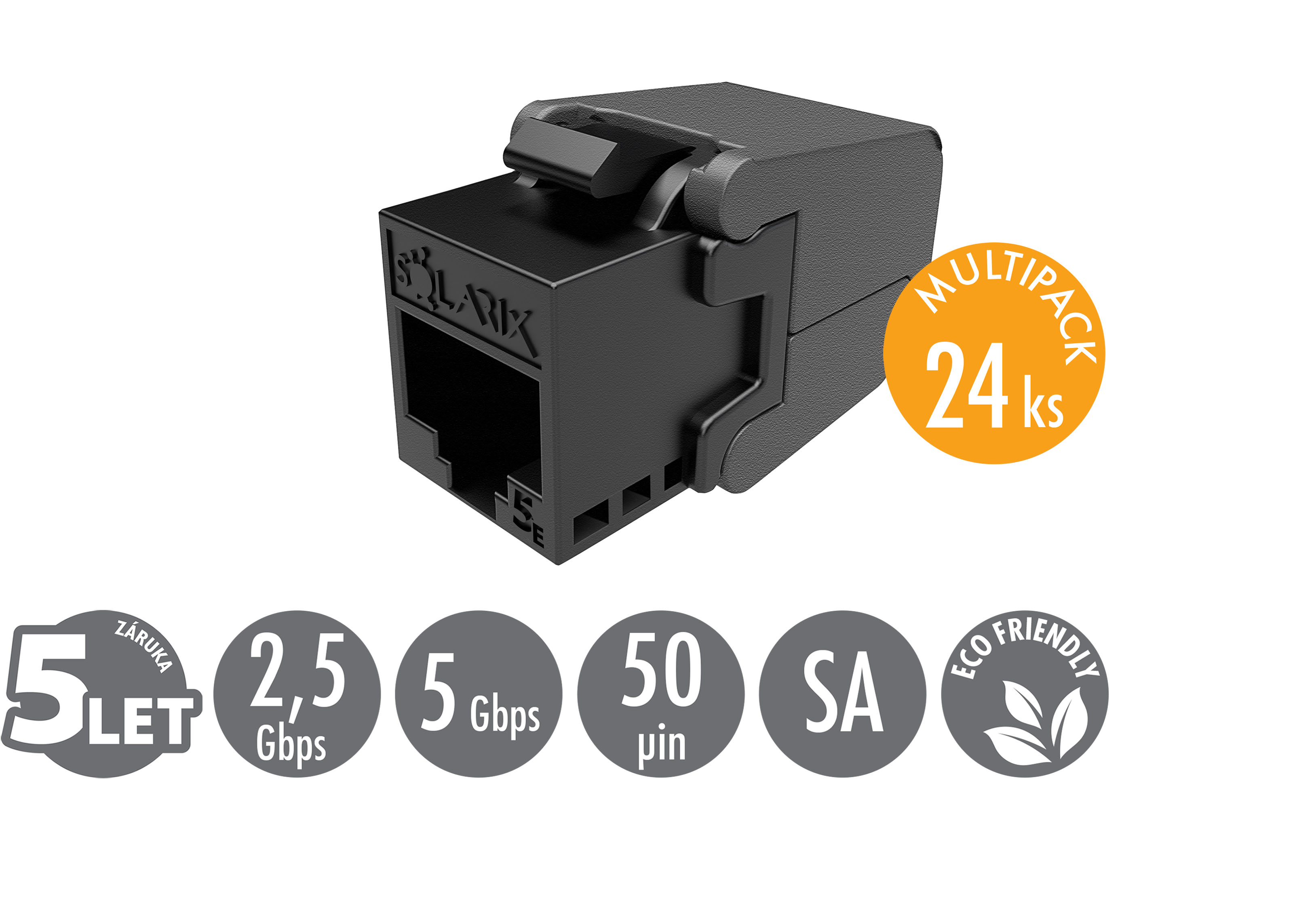 MULTIPACK 24 ks - samořezný keystone Solarix CAT5E UTP SXKJ-5E-UTP-BK-SA