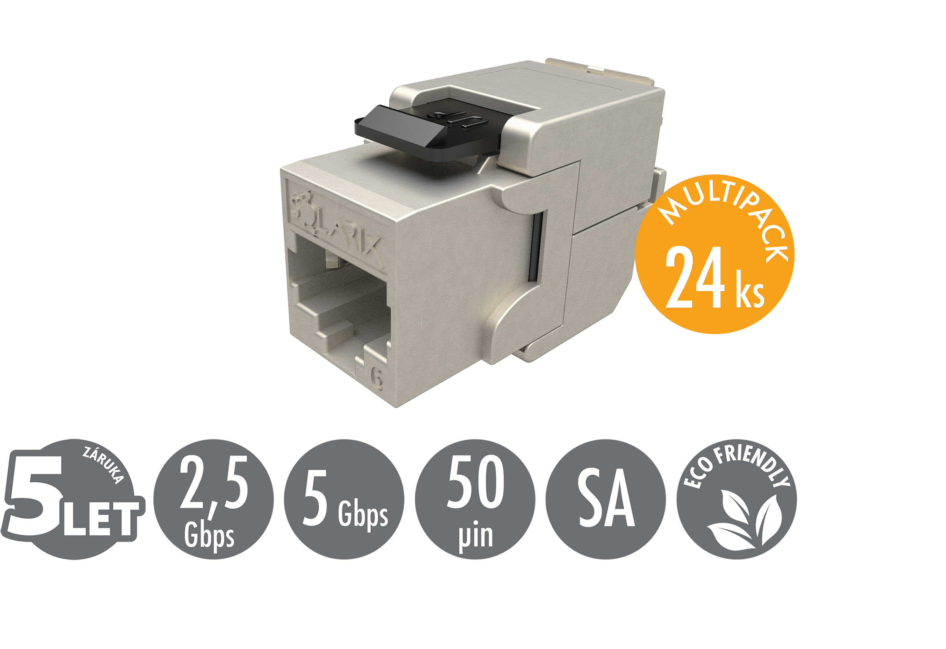 MULTIPACK 24 ks - samořezný keystone Solarix CAT6 STP SXKJ-6-STP-BK-SA