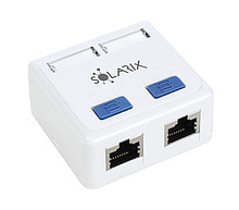 Zásuvka Solarix CAT5E STP 2 x RJ45 na omítku bílá