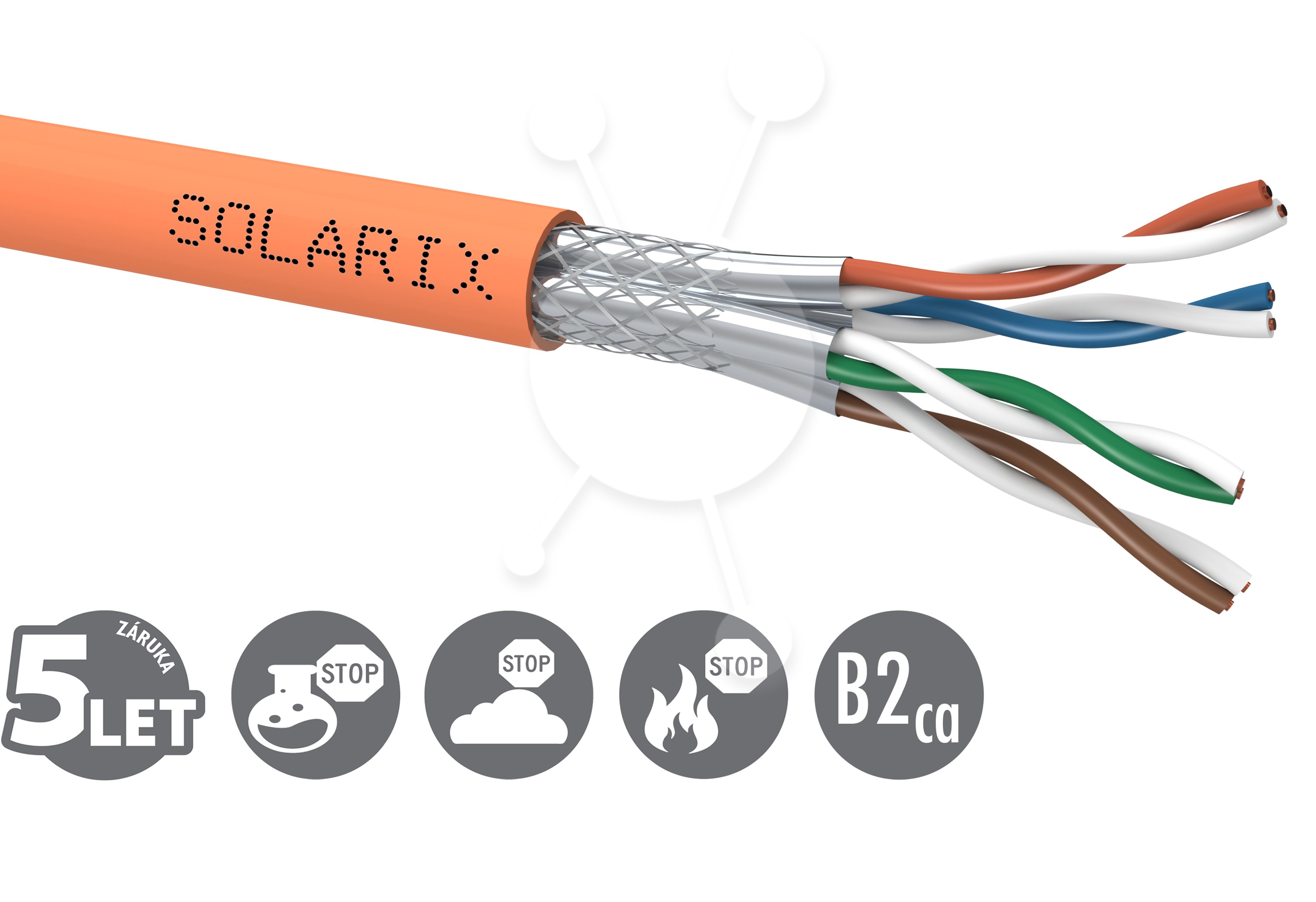 Instalační kabel Solarix CAT7A SSTP LSOHFR B2ca-s1,d1,a1 500m/cívka SXKD-7A-1200-SSTP-LSOHFR-B2ca