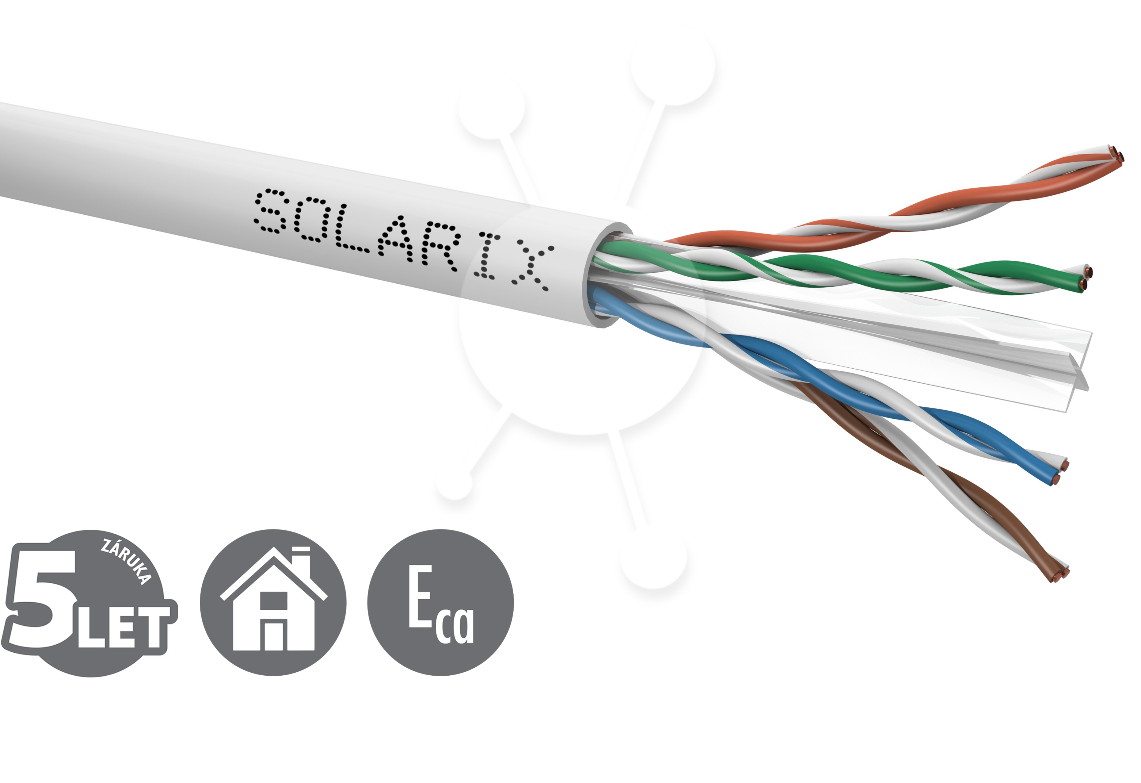 Instalační kabel Solarix CAT6 UTP PVC Eca 305m/box SXKD-6-UTP-PVC