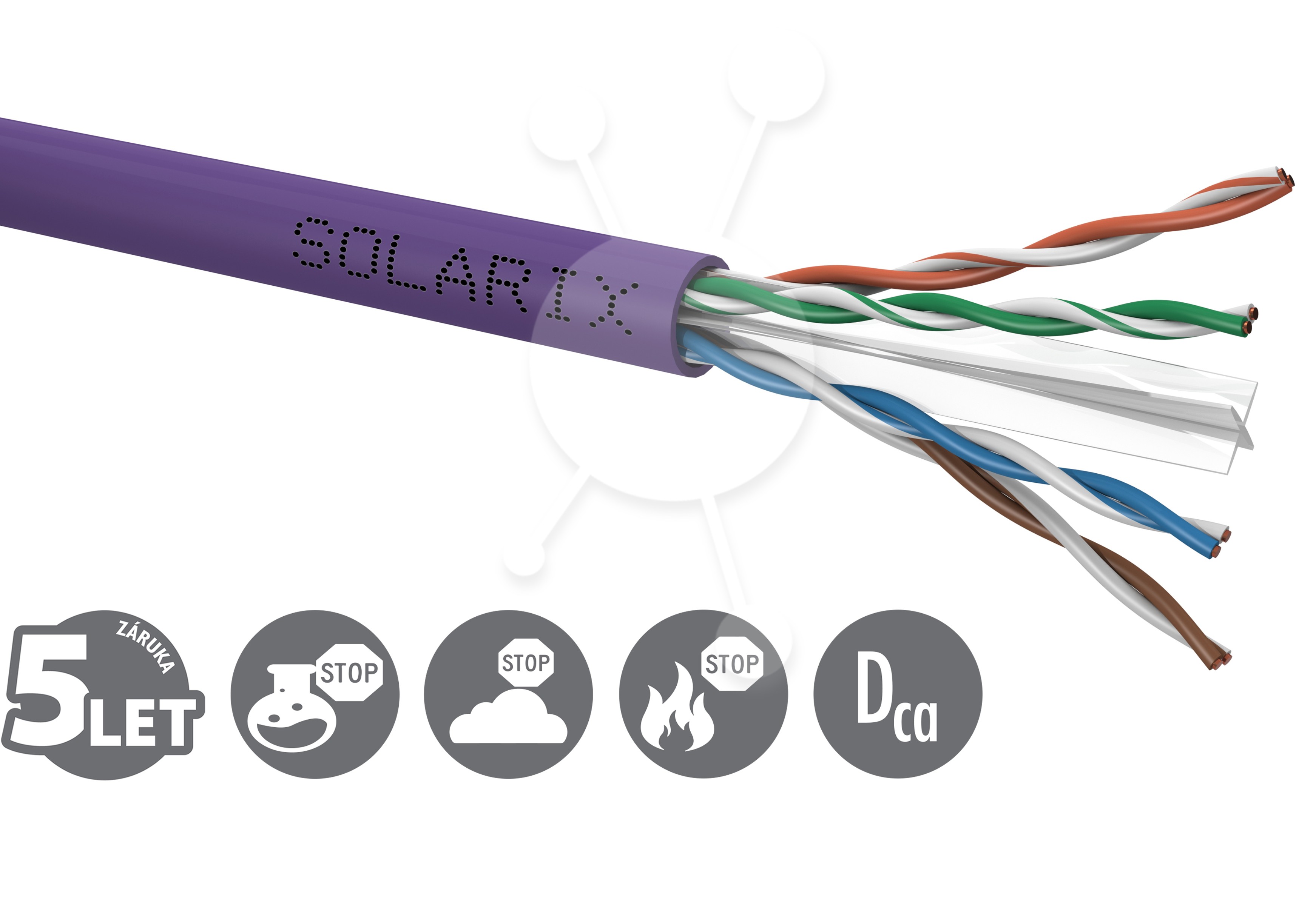 Instalační kabel Solarix CAT6 UTP LSOH Dca-s2,d2,a1 500m/cívka SXKD-6-UTP-LSOH