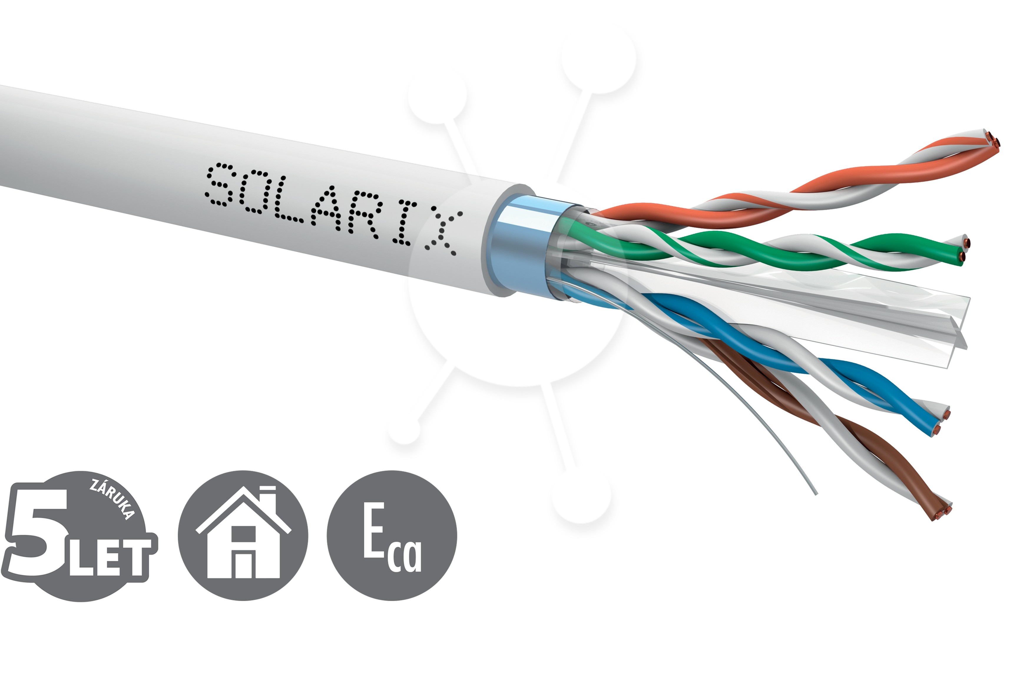 Instalační kabel Solarix CAT6 FTP PVC Eca 500m/cívka SXKD-6-FTP-PVC