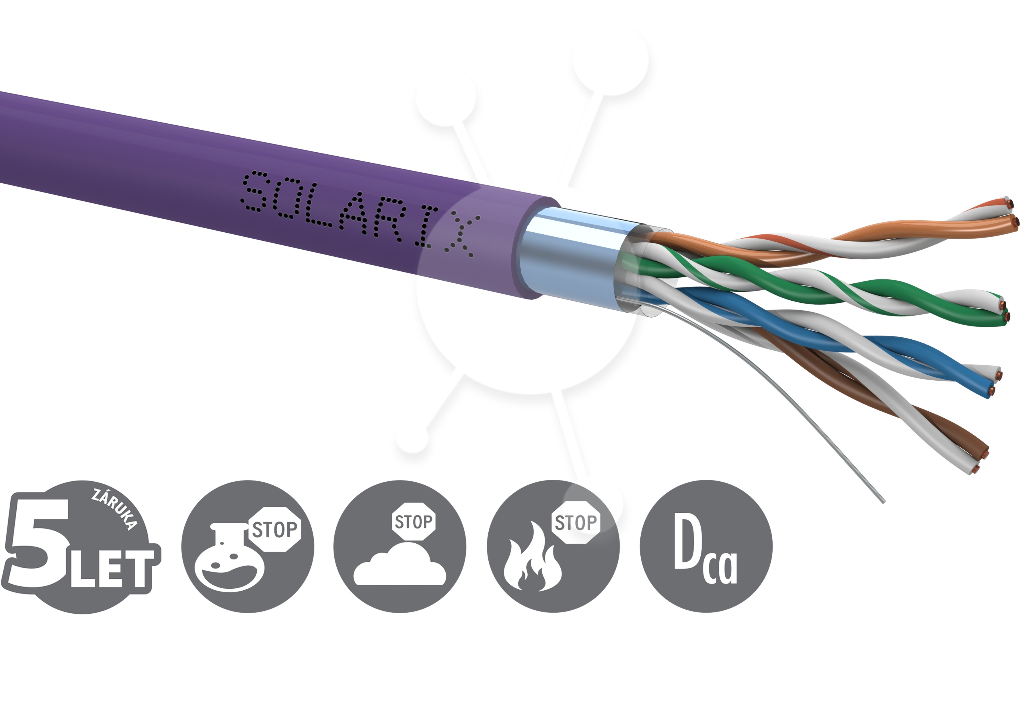 Instalační kabel Solarix CAT5E FTP LSOH Dca-s1,d2,a1 305m/box SXKD-5E-FTP-LSOH