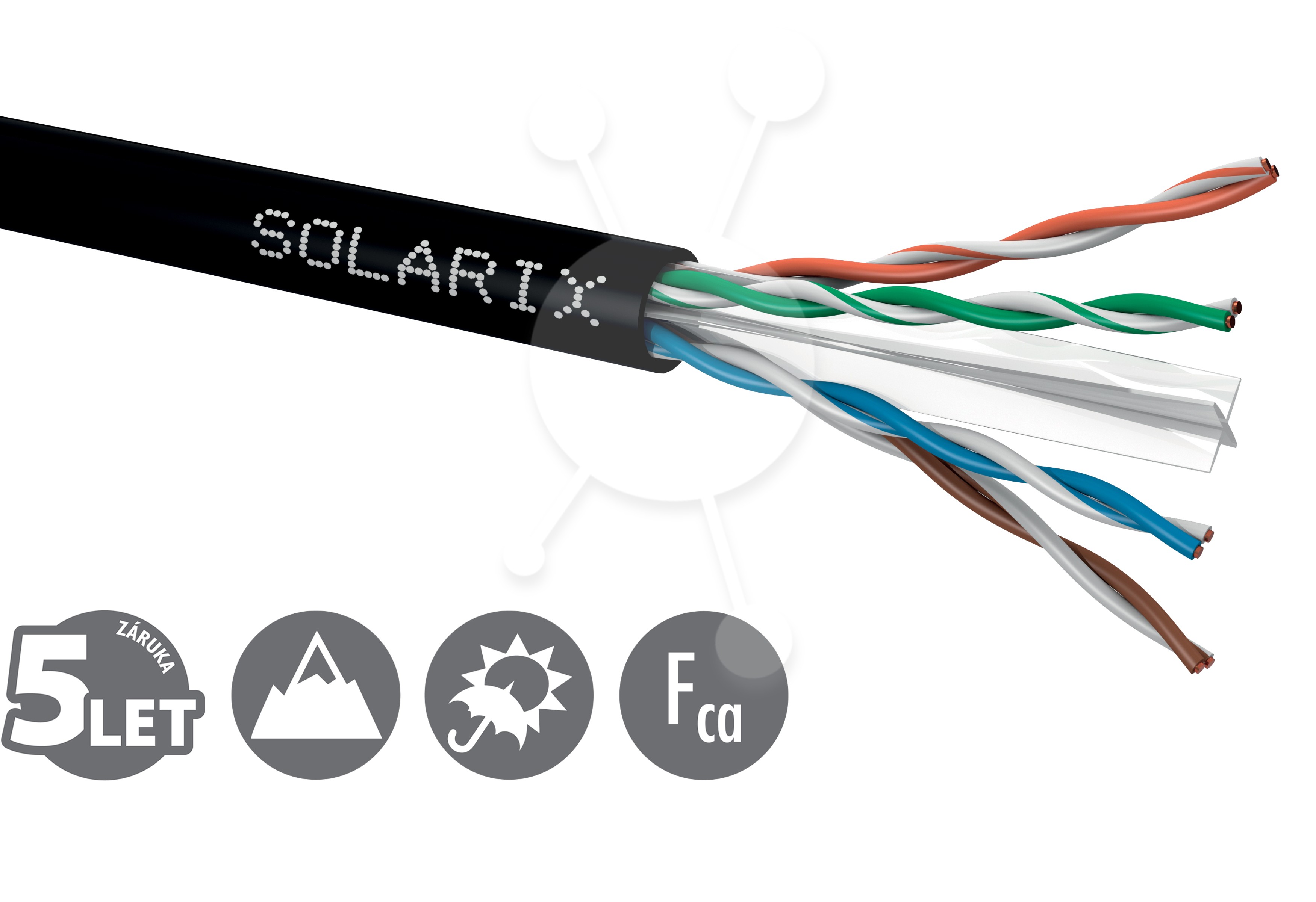 Instalační kabel Solarix CAT6 UTP PE Fca venkovní 500m/cívka SXKD-6-UTP-PE