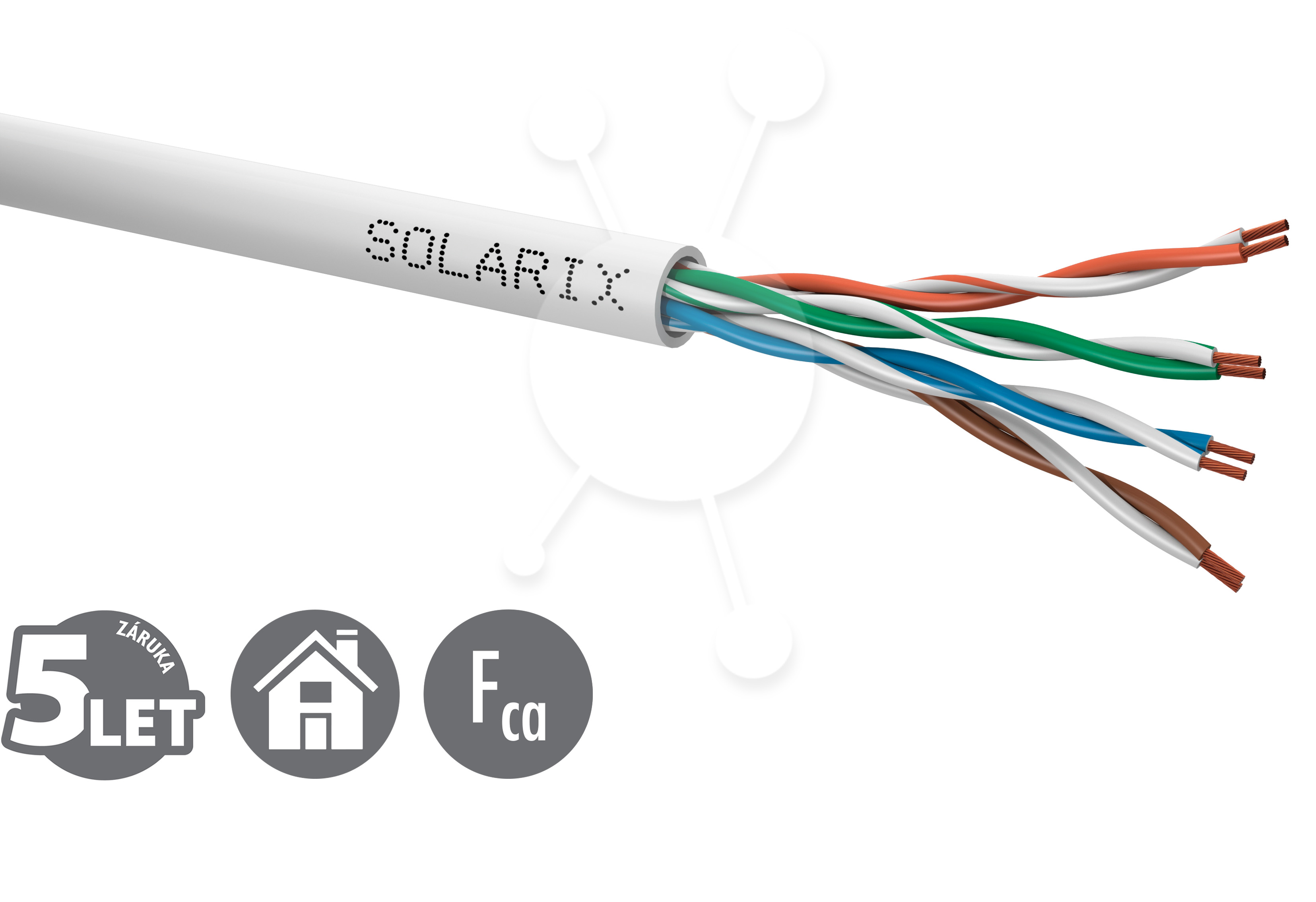 Kabel licna Solarix CAT5E UTP PVC šedý 305m/box SXKL-5E-UTP-PVC