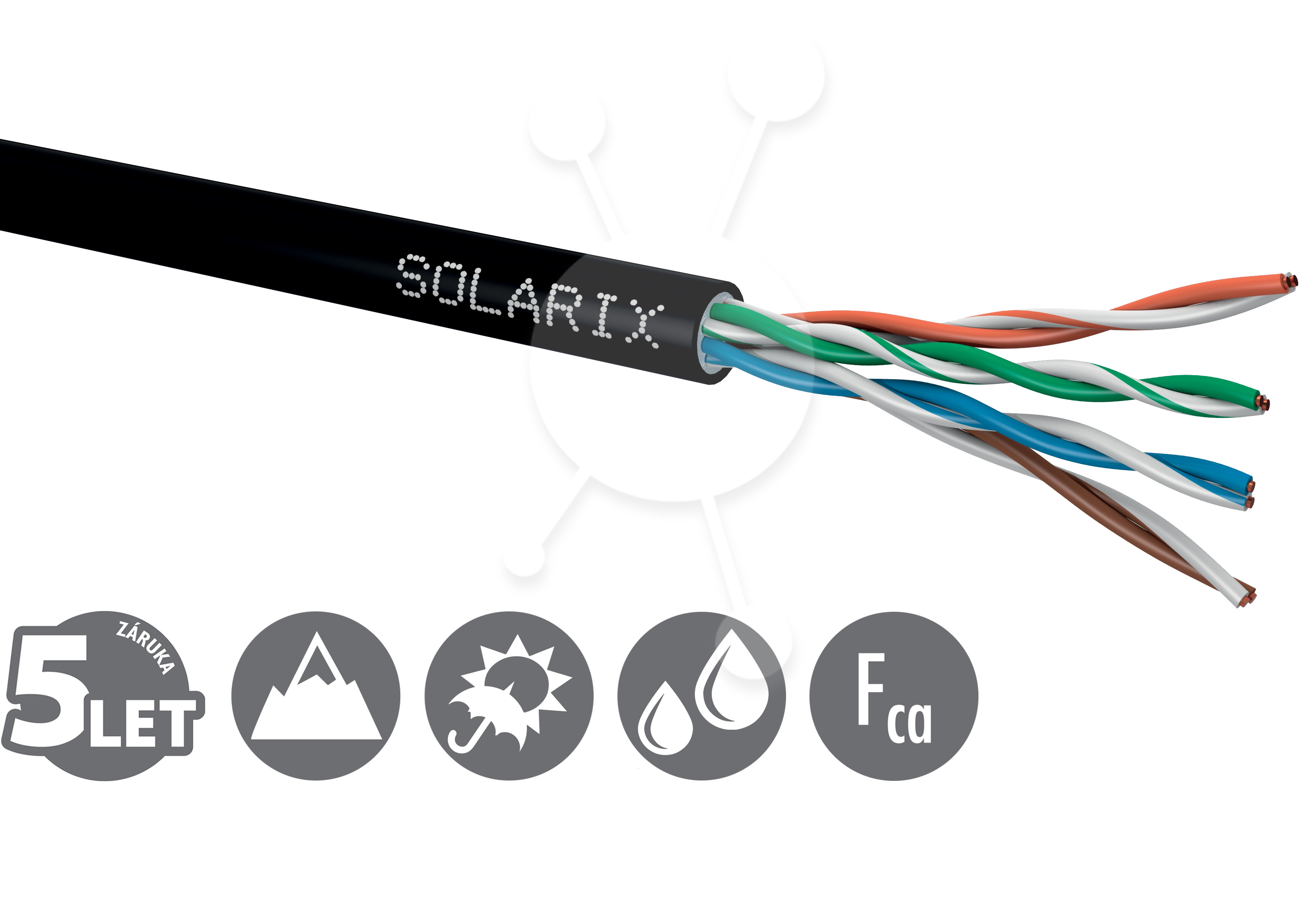 Instalační kabel Solarix CAT5E UTP PE Fca venkovní Gelový 305m/box SXKD-5E-UTP-PEG