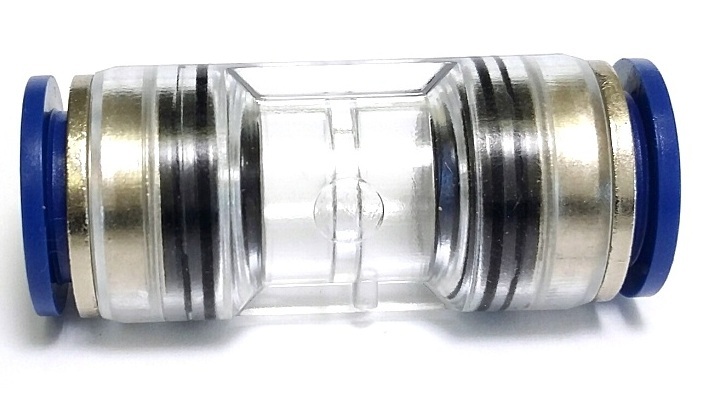Spojka mikrotrubiček s kovovou vložkou - přímá, průhledná, prům.14/10mm vodotěsná