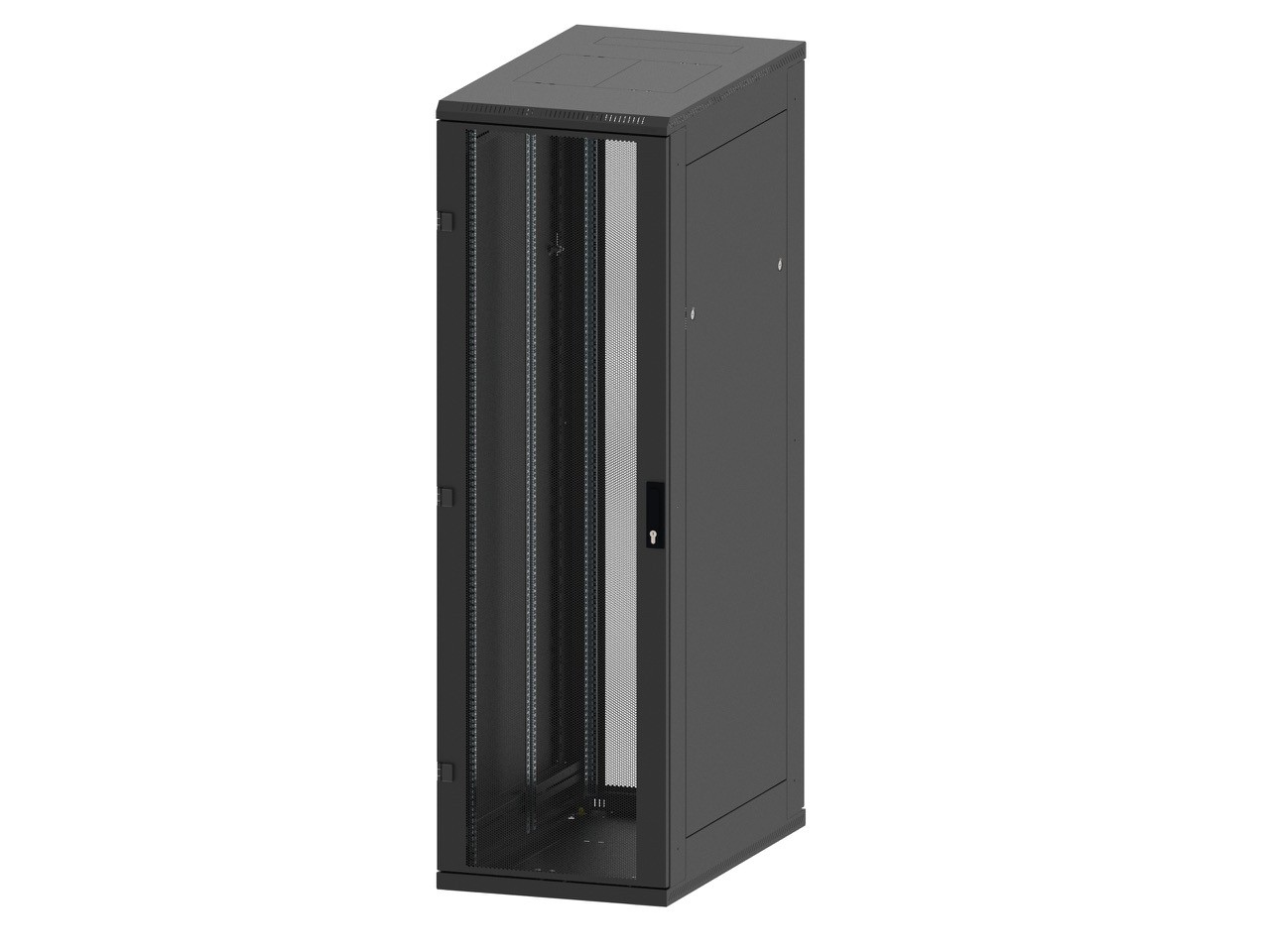 Stojanový rack 42U (š)600x(h)1000,před.i zad.perforované dveře černý