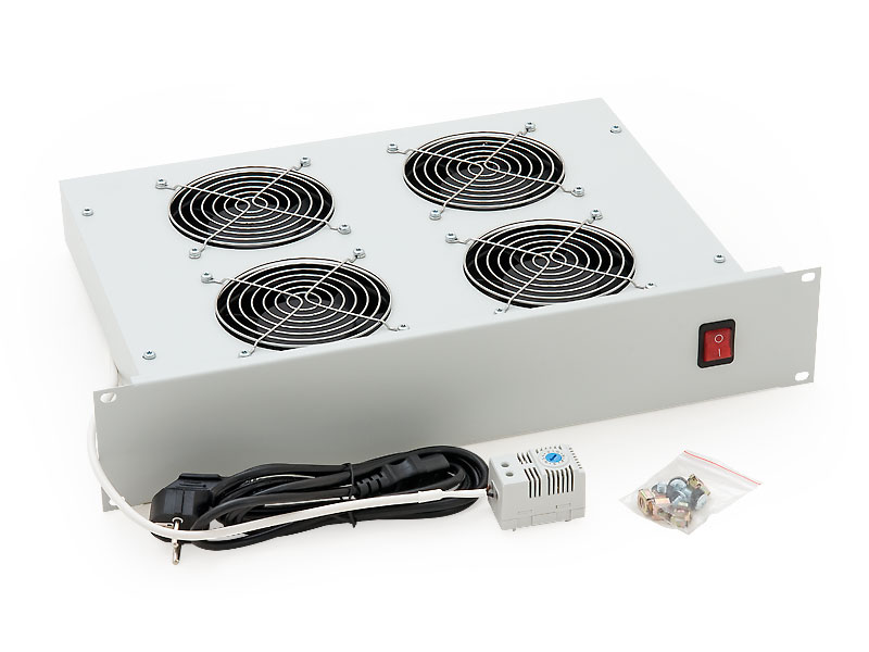 19'' horiz.vent.j.4xVent.-220V/92W termost.2U šedá