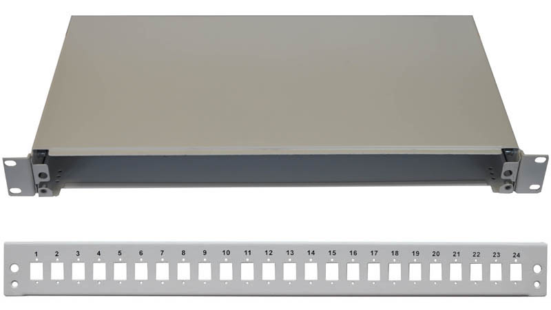 19'' Optická vana 24xSC simplex včetně kazety šedá