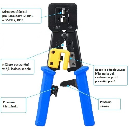 W-star Krimpovací kleště RJ45 EZ WSEZ376Z Cat5, RJ45, RJ45EZ,  RJ12