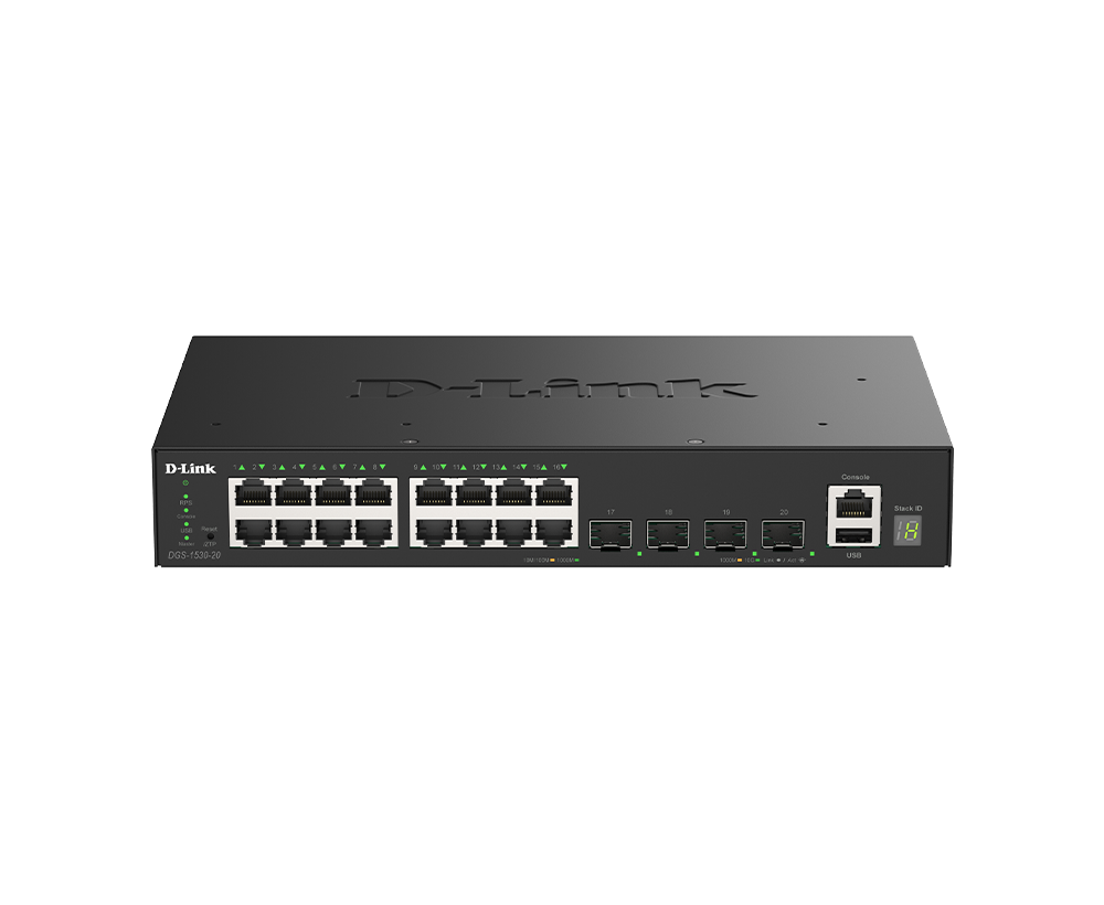 D-Link DGS-1530-20/E 16 Ports GE + 4 Ports 10G SFP+ Smart Managed Switch