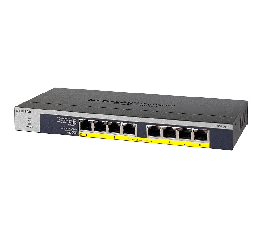 Obrázok NETGEAR 8PT POE/POE+ GIGABIT UNMANAGED SWCH GS108PP-100EUS