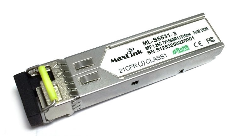 MaxLink 1.25G SFP optický modul, WDM(BiDi), SM, Tx 1550/Rx1310nm, 3km, 1x LC konektor, DDM