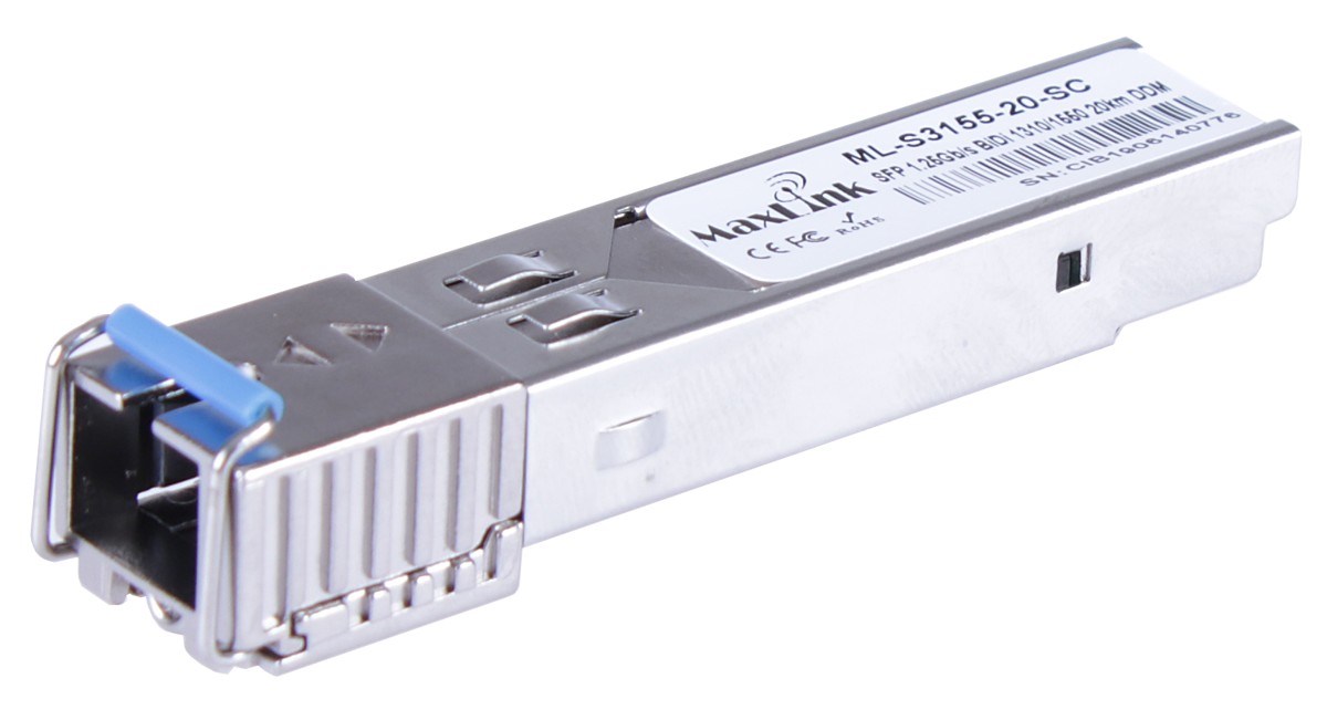 MaxLink 1.25G SFP optický modul, WDM(BiDi), SM, Tx 1310/Rx1550nm, 20km, 1x SC konektor, DDM