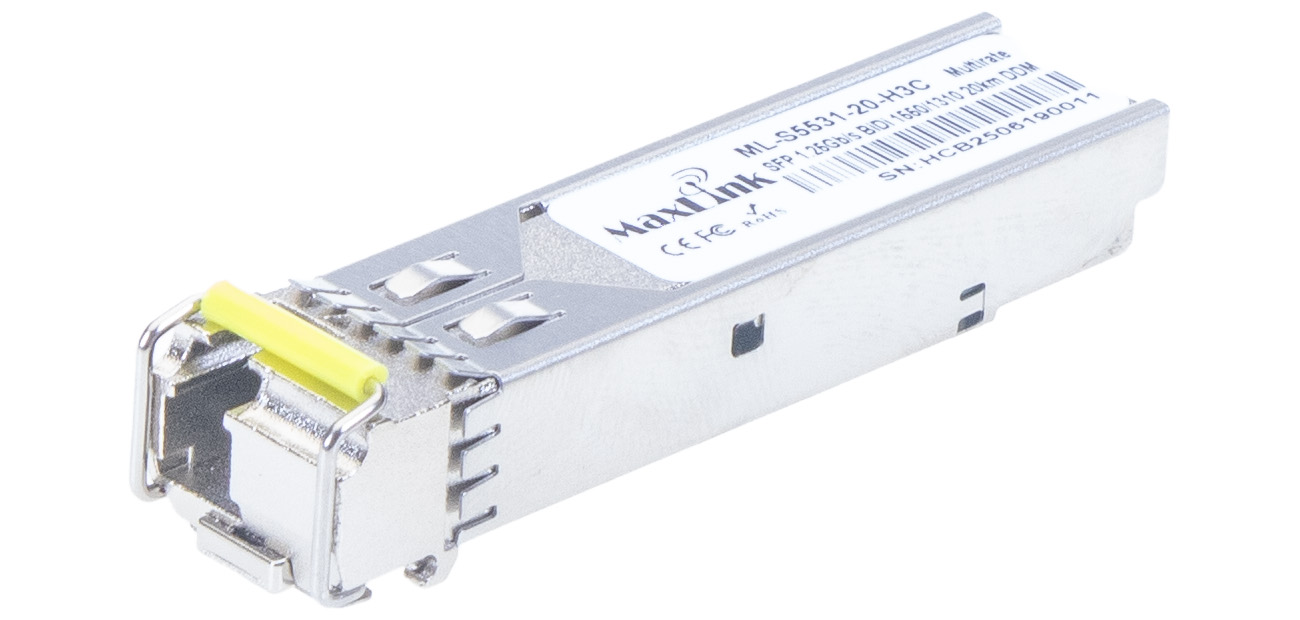 MaxLink 1.25G SFP optický HP modul, WDM(BiDi), SM, Tx 1550/Rx1310nm, 20km,1xLC konektor, DDM, H3C