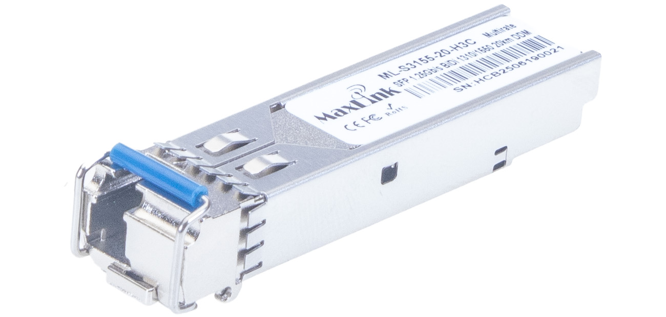 MaxLink 1.25G SFP optický HP modul, WDM(BiDi), SM, Tx 1310/Rx1550nm, 20km, 1x LC konektor, DDM, H3C