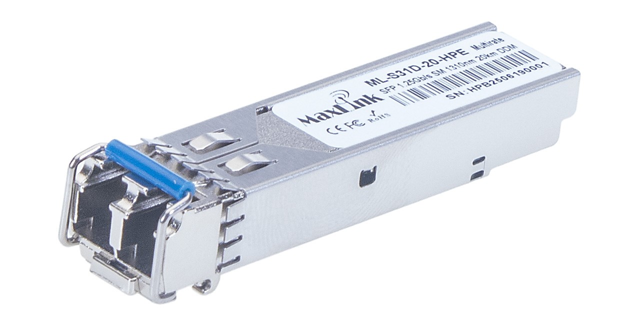 MaxLink 1.25G SFP optický HP modul, SM, 1310nm, 20km, 2x LC konektor, DDM, HPE kompatibilní