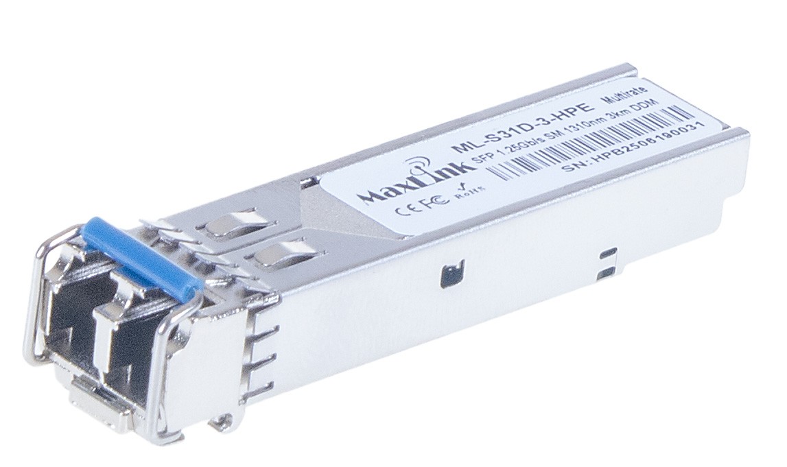MaxLink 1.25G SFP optický HP modul, SM, 1310nm, 3km, 2x LC konektor, DDM, HPE kompatibilní