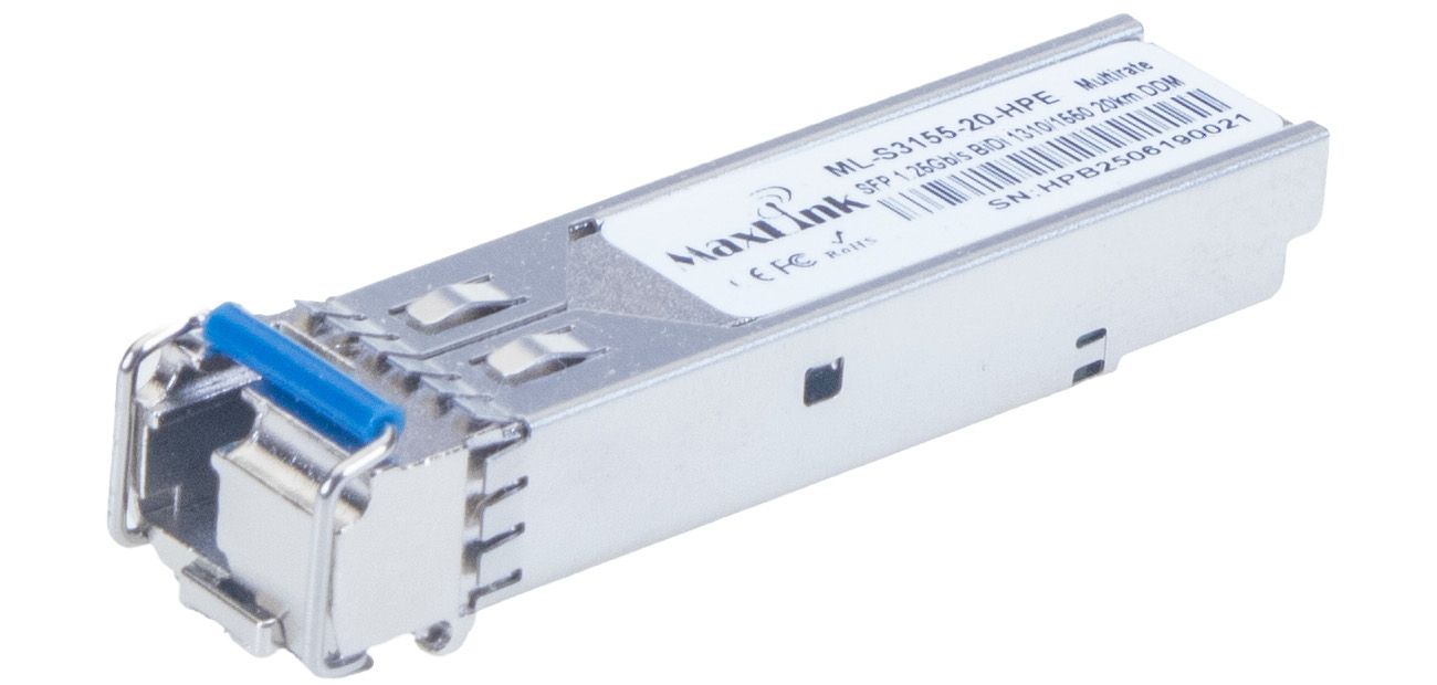 MaxLink 1.25G SFP optický HP modul, WDM(BiDi), SM, Tx 1310/Rx1550nm, 20km, 1x LC konektor, DDM, HPE