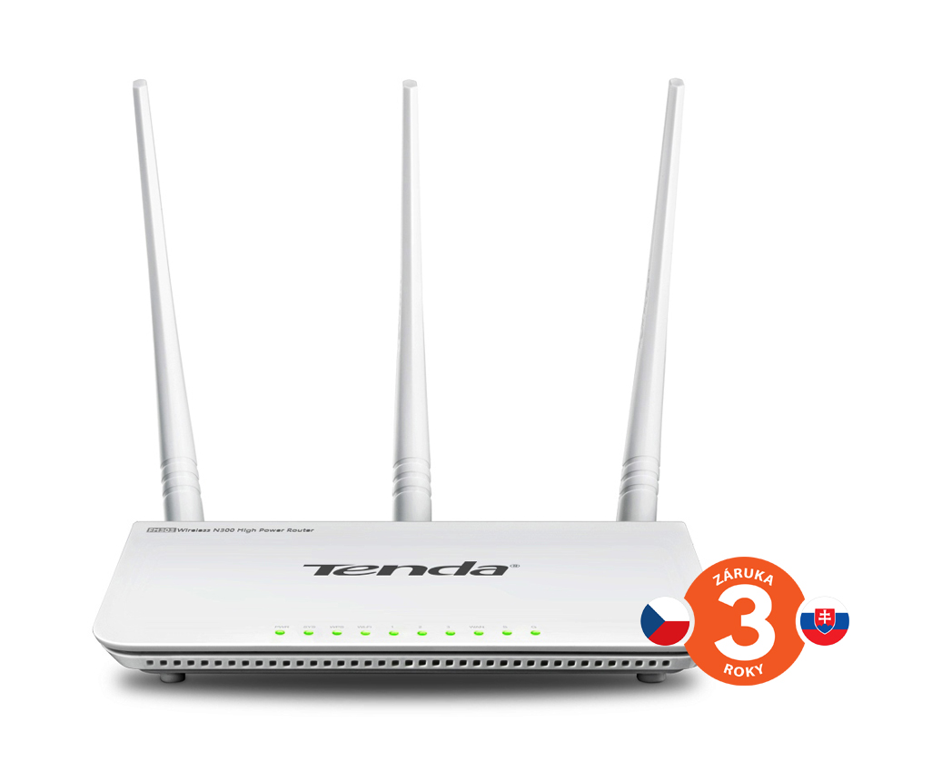 Tenda F3 (F303) WiFi N Router 802.11 b/g/n, 300 Mbps, WISP, Universal Repeater, 3x 5 dBi antény