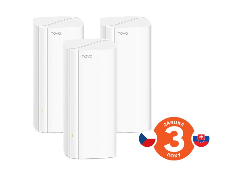 Tenda Nova MX12 (3-pack) WiFi6 AX3000 Mesh Gigabit system, 9xGLAN/GWAN, WPA3, VPN, SMART CZ aplikace