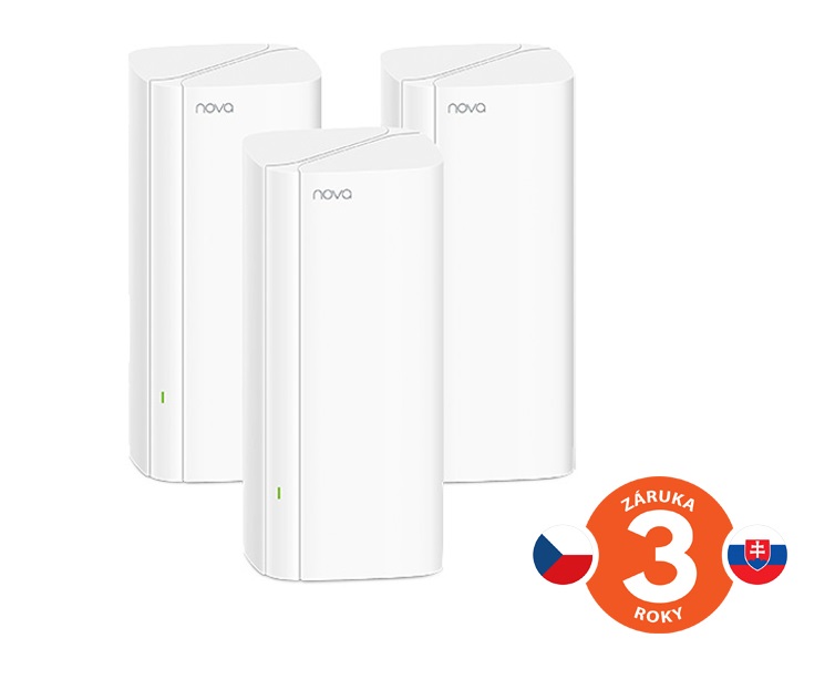 Tenda Nova EX12 (3-pack) WiFi6 AX3000 Mesh Gigabit system, 9xGLAN/GWAN, WPA3, VPN, SMART CZ aplikace