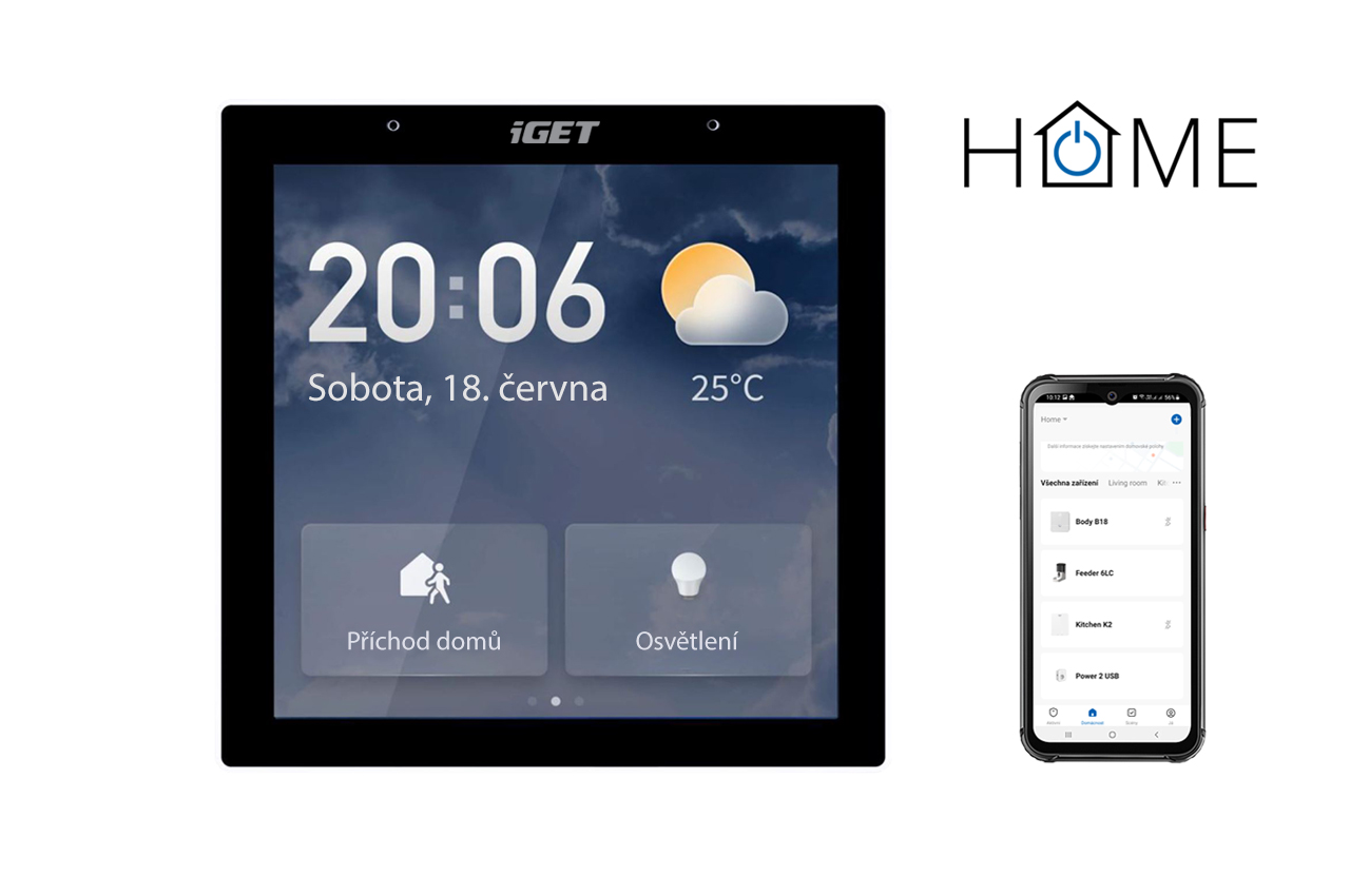 iGET HOME GW6 Control 4'' LCD Gateway - brána Wi-Fi/Bluetooth/Zigbee 3.0, Philips HUE,Tuya,Andr,iOS