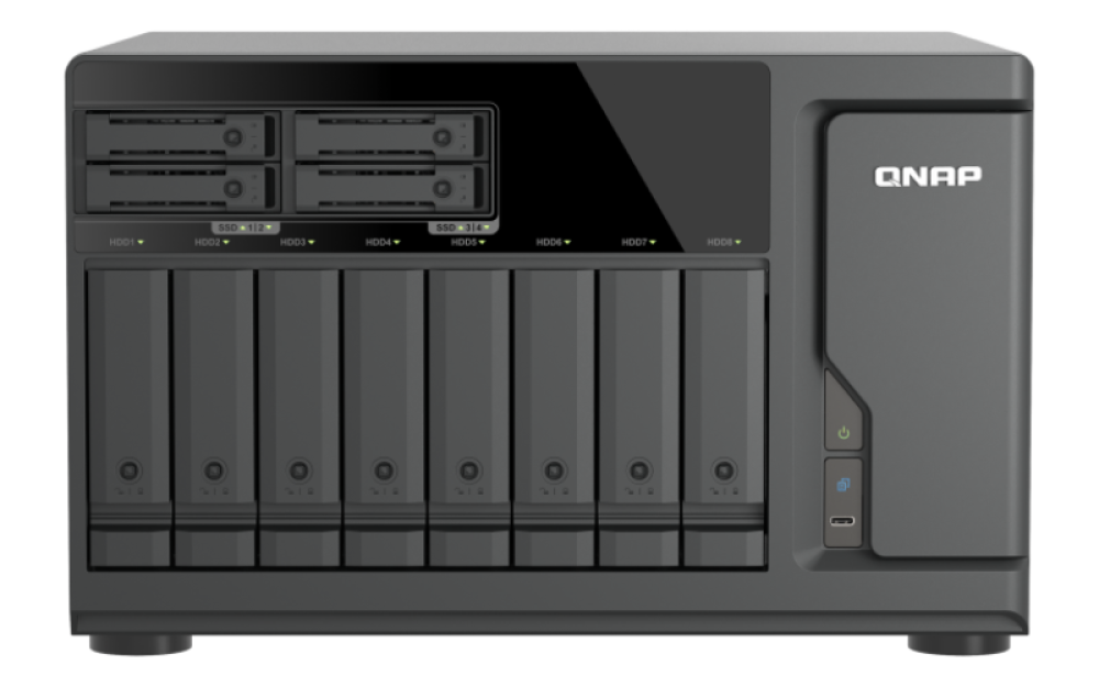 QNAP TVS-h1277AX-R5-16G (AMD Ryzen 5, 16GB DDR5 RAM, 8x 3,5''+ 4x 2,5'', 3x PCIe, 2x 2,5GbE, 2x 10GbE)