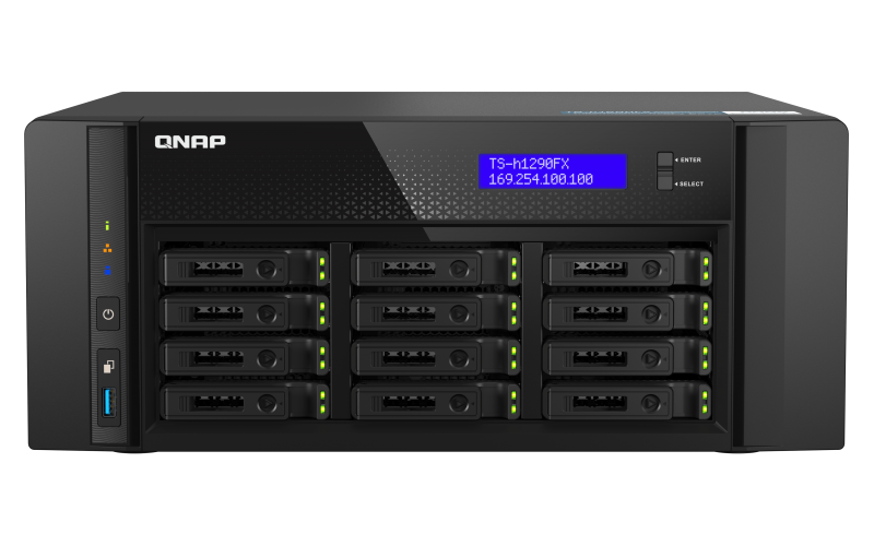 QNAP TS-h1290FX-7302P-128G (AMD EPYC, 128GB ECC RAM, 12x 2,5'' U.2, 2x M.2 NVMe, 2x 2,5GbE, 2x 25GbE)