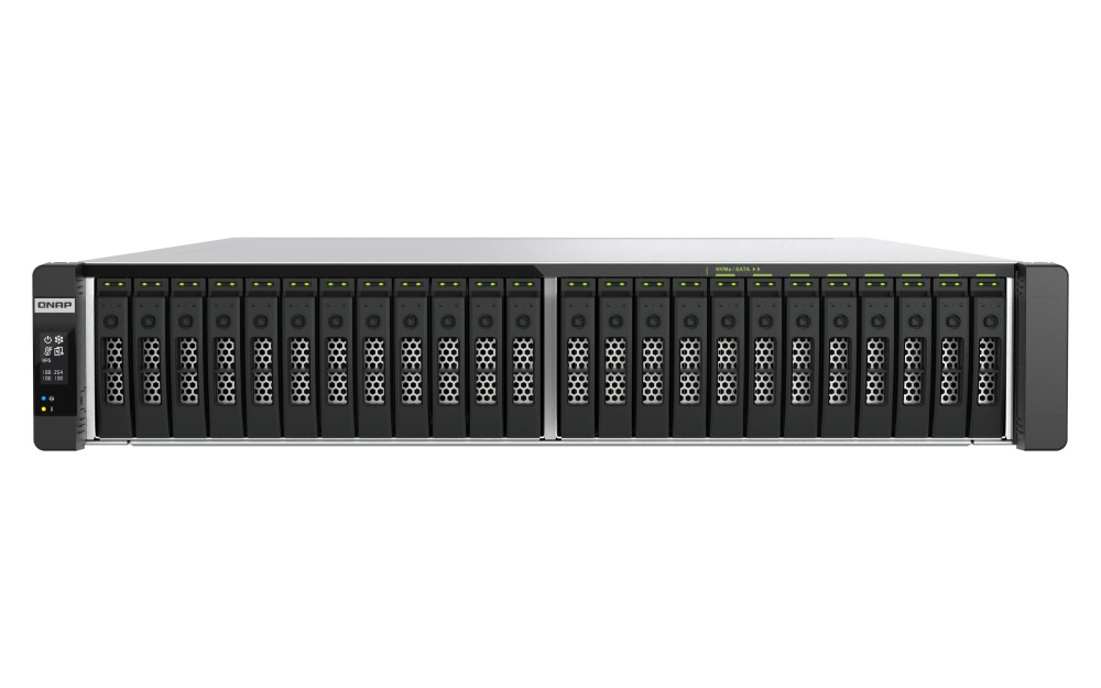 QNAP TDS-h2489FU-R2-4309Y-64G (2x Xeon, 64GB RAM, 24x 2,5'' U.2/SATA, 4x PCIe, 4x 2,5GbE, 2x 25GbE)