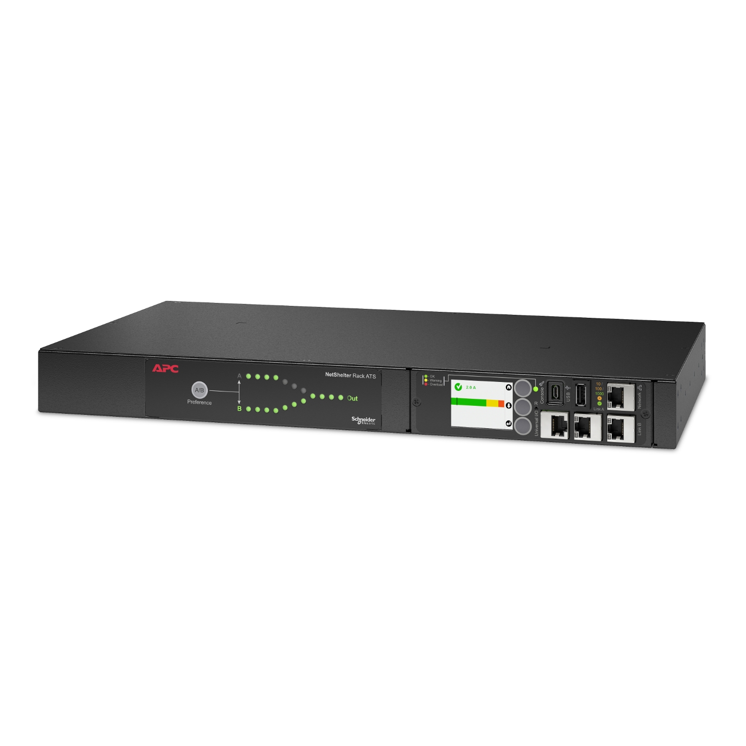 RACK ATS, 230V,16A,(2) IEC 309 in, (1) IEC 309 out