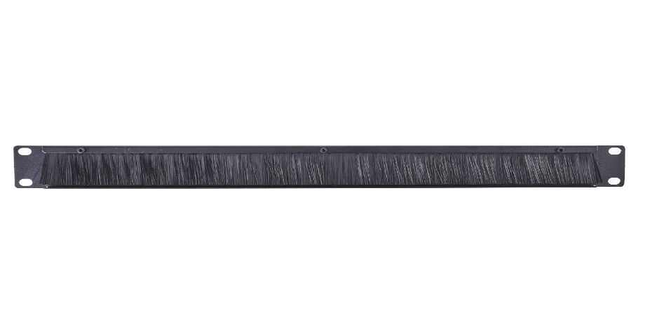 1U Cable Pass-Thru w/ Brush Strip Black