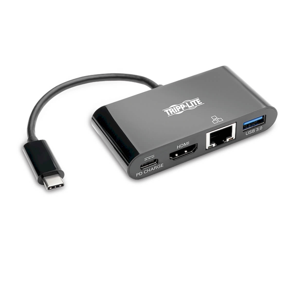 Tripplite Mini dokovací stanice USB-C / HDMI, USB-A, GbE, 60W nabíjení, HDCP, černá