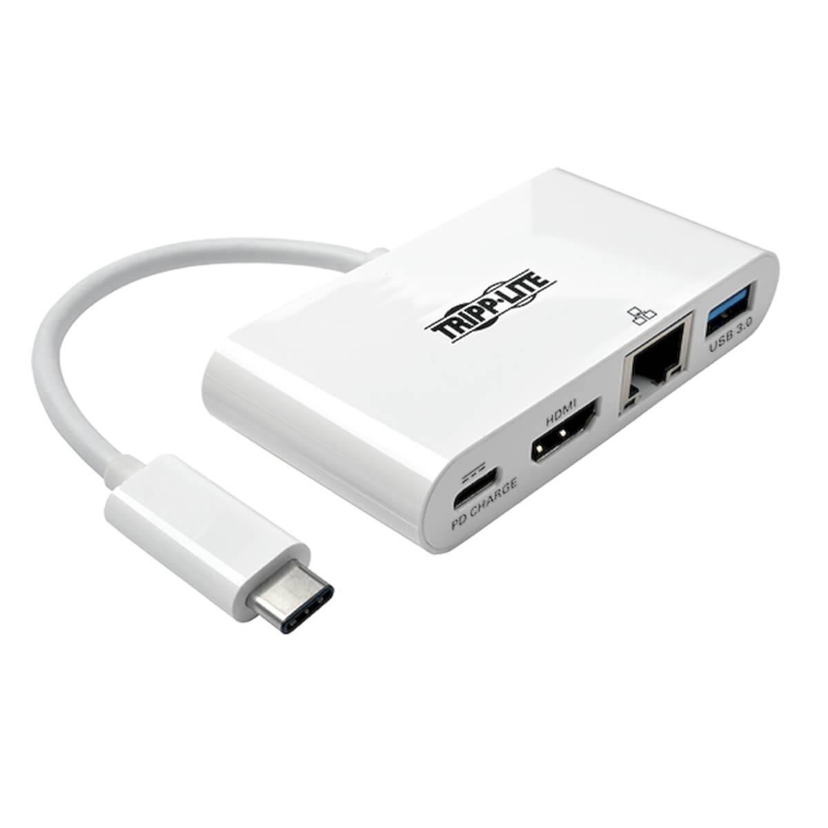 Tripplite Mini dokovací stanice USB-C / HDMI, USB 3.0, GbE, 60W nabíjení, HDCP, bílá