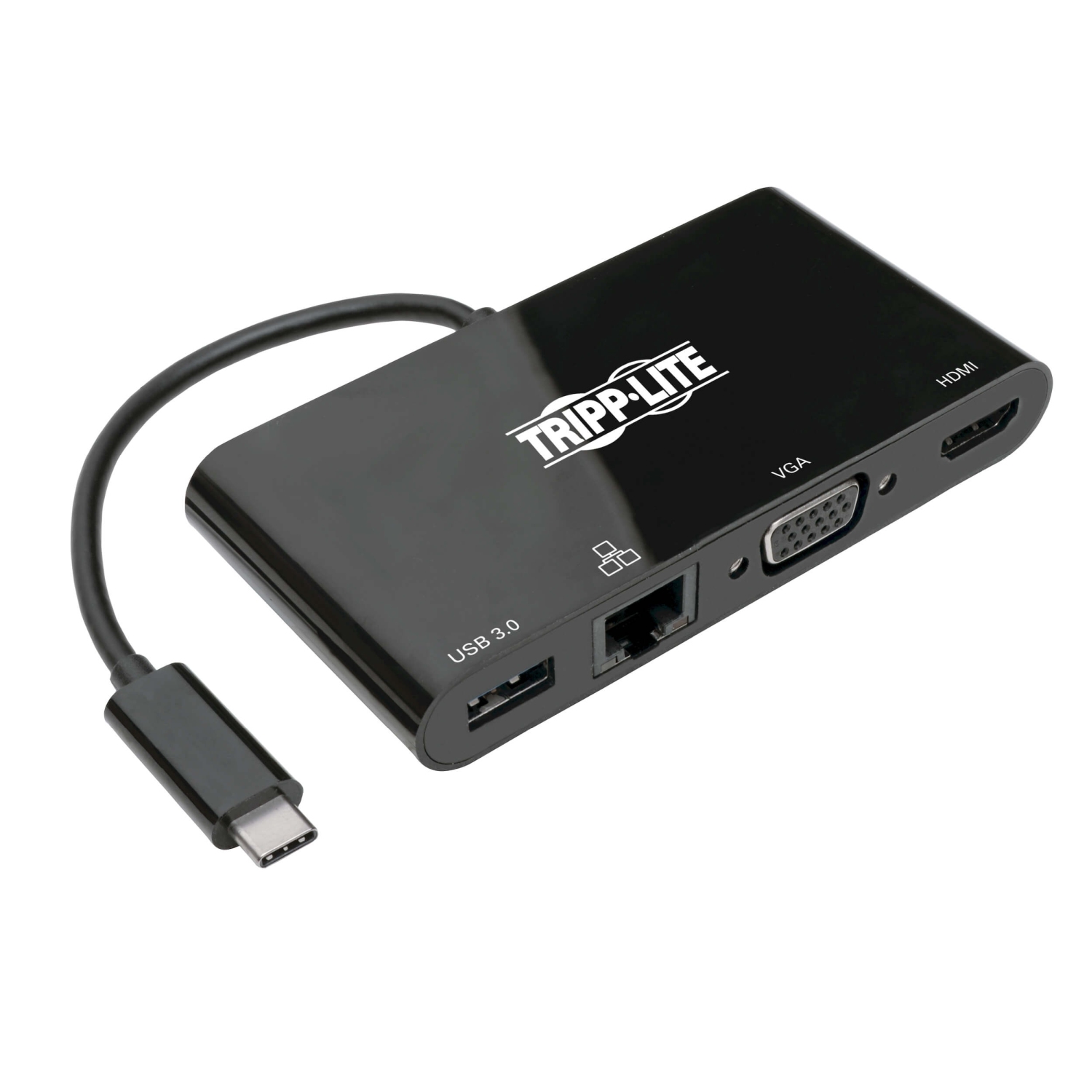 Tripplite Mini dokovací stanice USB-C / HDMI, VGA, USB-A, GbE, HDCP, černá