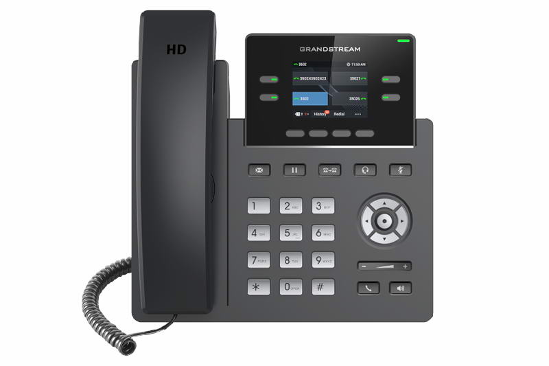 Grandstream GRP2612W SIP telefon, 2.4'' TFT bar. displej, 2 SIP účty, 4 prog. tl., 2x10/100Mb, WiFi