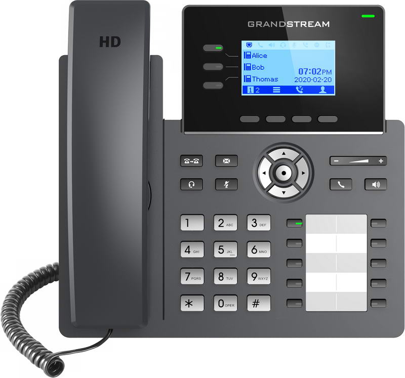 Grandstream GRP2604 SIP telefon, 2,48'' LCD podsv. displej, 6 SIP účty,10BLF tl., 2x1Gbit porty