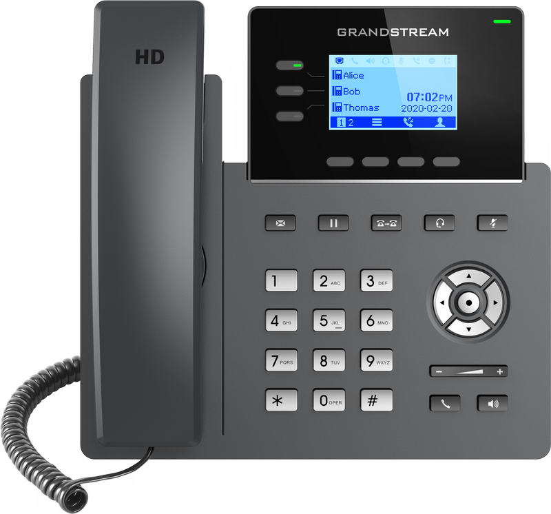 Grandstream GRP2603P SIP telefon, 2,48'' LCD podsv. displej, 6 SIP účty, 2x1Gbit port, PoE