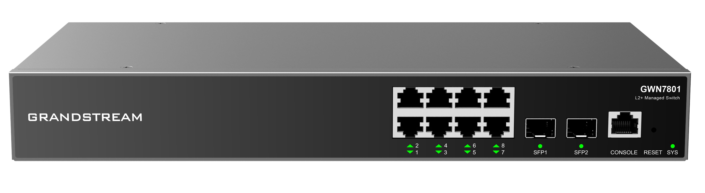 Grandstream GWN7801 L2+ Managed Network Switch 8x 1Gb RJ45, 2x SFP, DHCP, QoS, VLAN