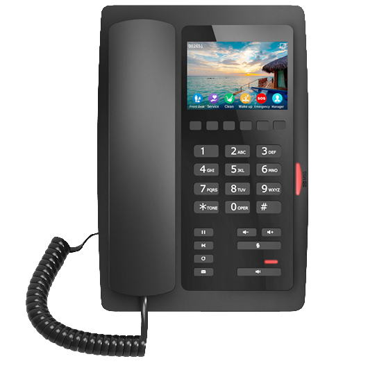 Fanvil H5W hotelový WiFi SIP telefon, 2SIP, 3,5'' bar. displ., 6 progr. tl., USB, PoE