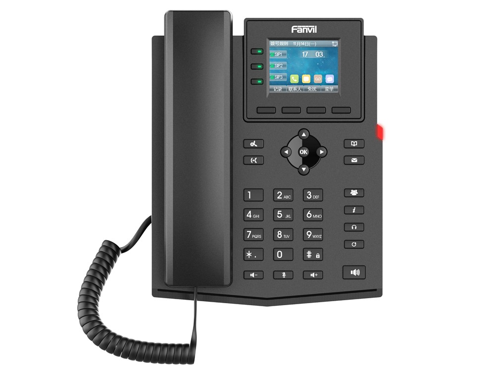 Fanvil X303-2, dvouvodičový IP telefon, 4 SIP účty, 2,4'' barevný displej, 3DSS
