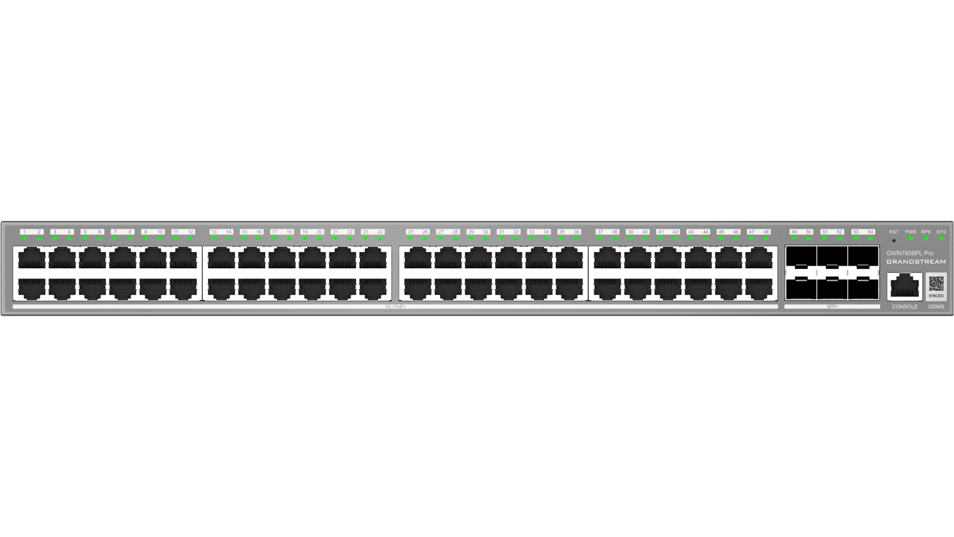 Grandstream GWN7806PL Pro Layer 2++ Managed switch, 48x 1Gb RJ45, PoE, 6x SFP+, stacking