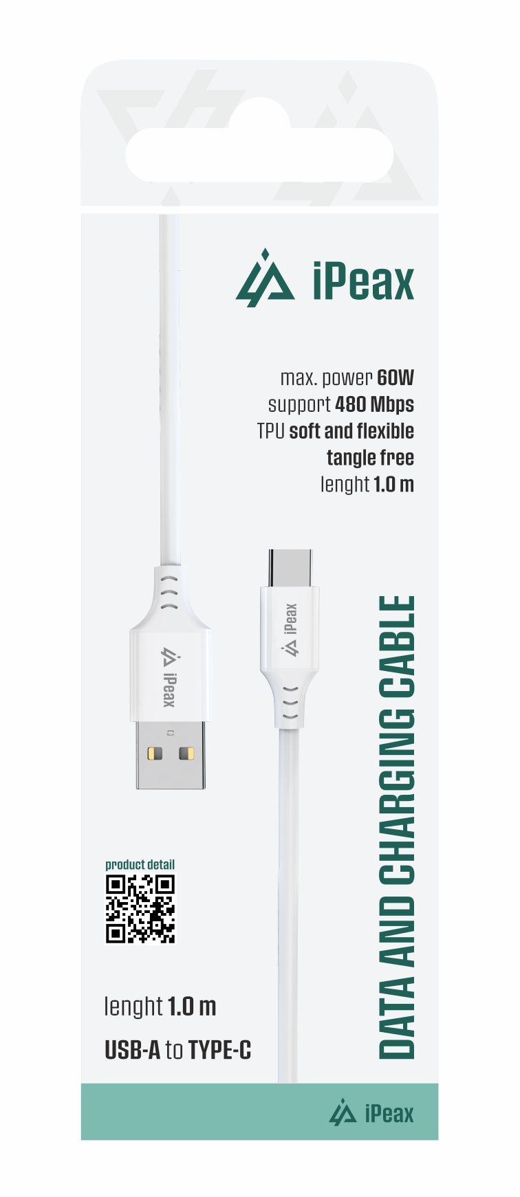 TPU KABEL USB-A / USB-C 1M, USB 2.0 BÍLÝ
