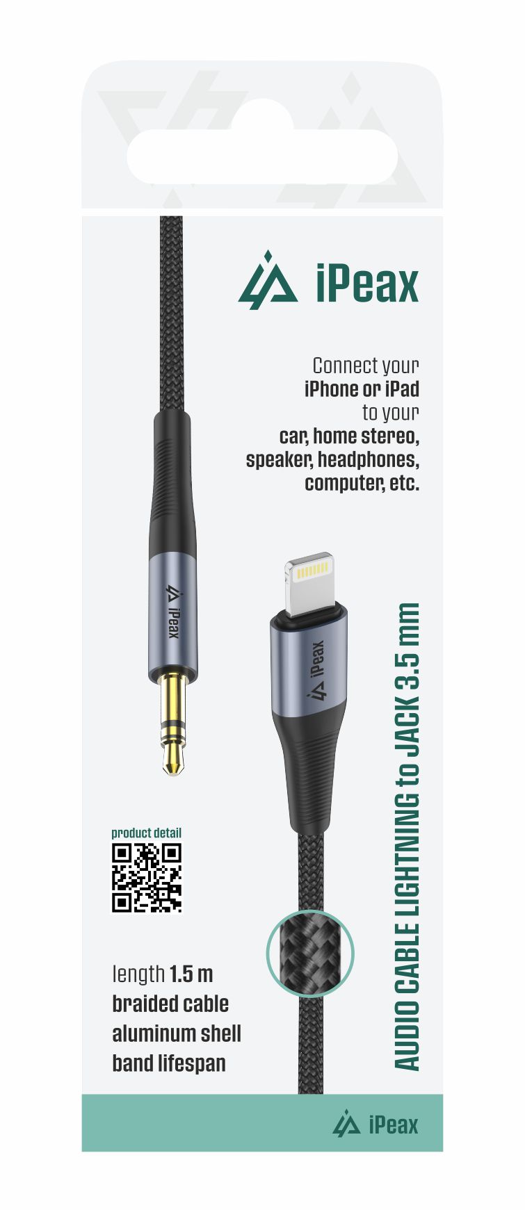 ADAPTÉR LIGHTNING / 3,5 MM JACK 1,5 M ČERNÝ