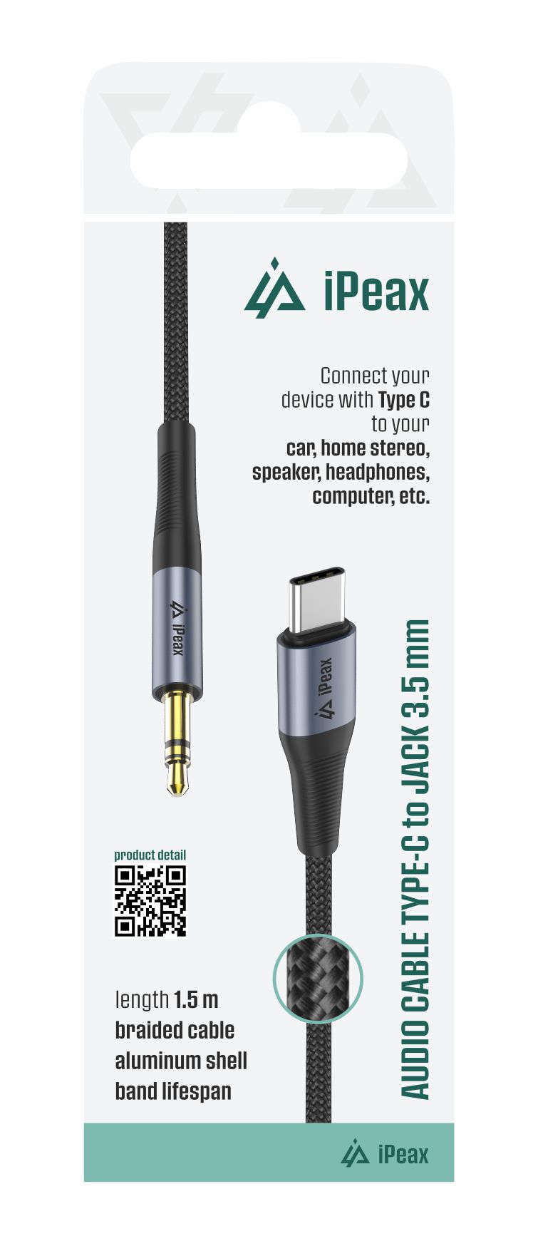 ADAPTÉR USB-C / 3,5 MM JACK 1,5 M ČERNÝ